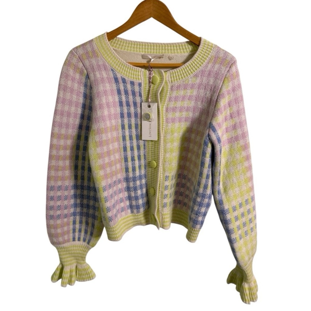 NWT LoveShackFancy Keoni Wool Blend Cardigan in Mint Jelly Size Small